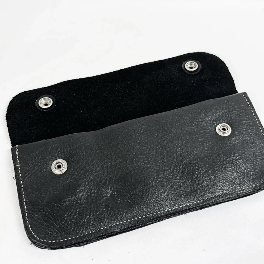 Leather Biker Bifold Wallet With Chain 5 Compartments Size 9 1/4”x4”